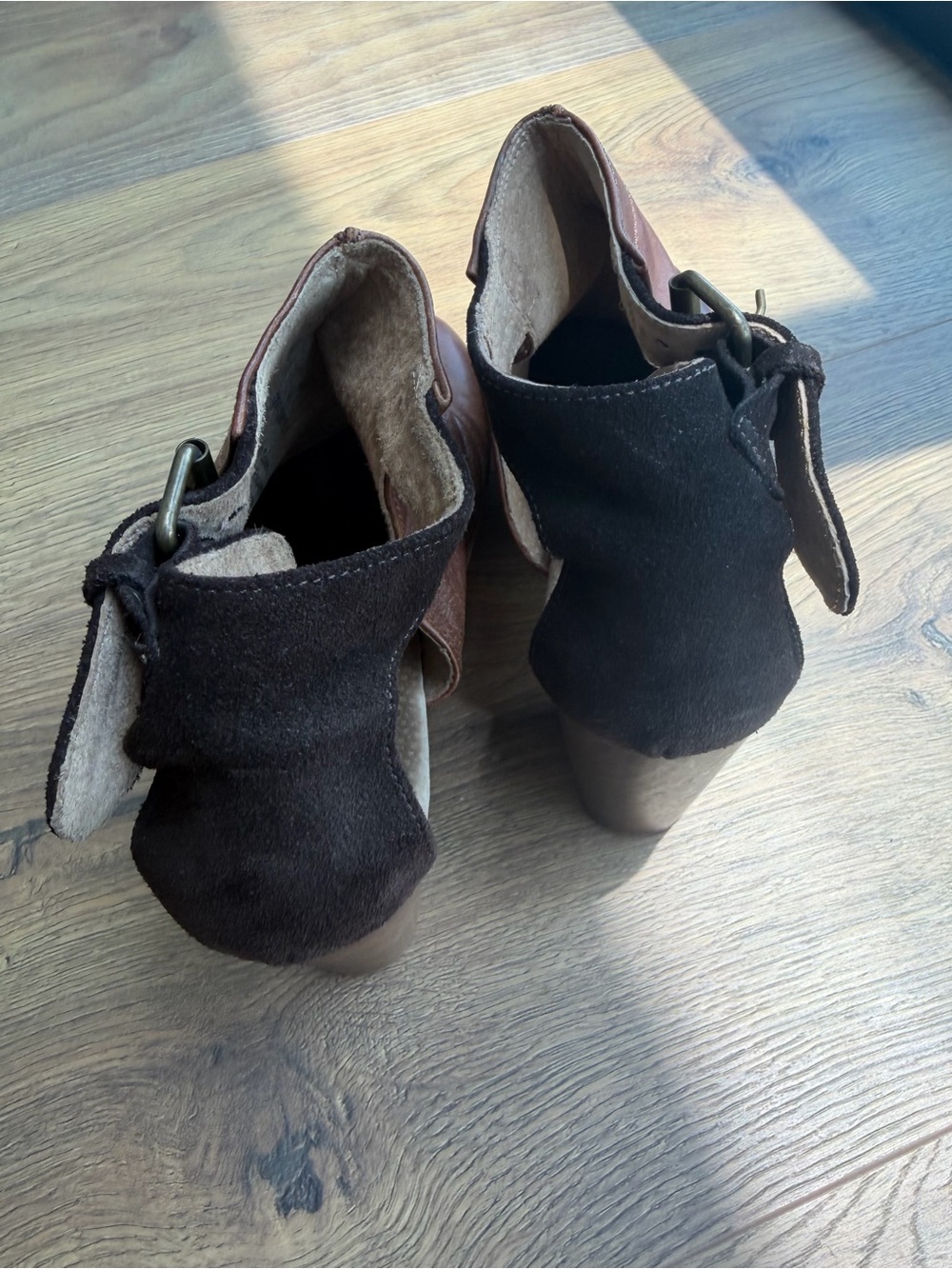 Free People | Brown Leather Wooden Platform Clog Heels β EU 38 / US 7.5-8 - Picture 7 of 9